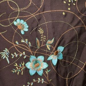 LOFT Brown and Teal Floral Skirt
